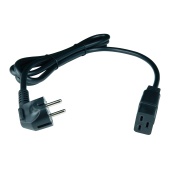 Силовой шнур BNH, IEC 60320 C19, вилка Schuko, 1.8 м, 16А, с заземлением, угловая, сечение 3х1,5, чёрный