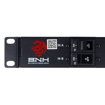 АВР BNH B800.MAS, IEC 60320 С13 х 10, вход IEC 320 C20, 44,5х484х330 мм (ВхШхГ), 16А, 1ф, автомат, чёрный, переключаемый