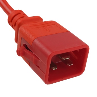 Силовой шнур BNH, IEC 60320 С13, вилка IEC 60320 С20, 0.5 м, 16А, с фиксатором обеих сторон, цвет: красный