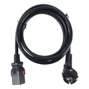 Силовой шнур BNH, Schuko, вилка IEC 320 C19, 2 м, 16А, с фиксатором обеих сторон, цвет: чёрный