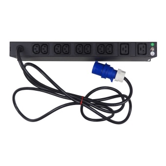 Блок распределения питания BNH B800.M, IEC С13 х8, IEC С19 х2, шнур 3м, 44,5х484х180 мм(ВхШхГ), 16А, 1ф, вход IEC 309 16A P+N+E, чёрный