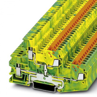 Двухъярусная заземляющая клемма - QTTCBU 1,5-PE Phoenix Contact артикул 3050277 Феникс Контакт, фото на Овертайм
