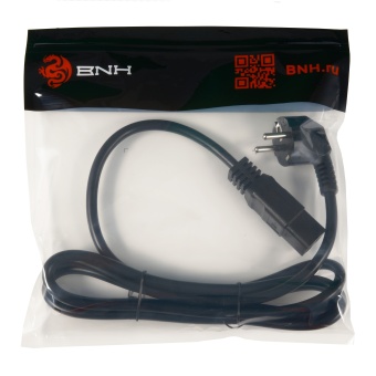 Силовой шнур BNH, IEC 60320 C19, вилка Schuko, 1.8 м, 16А, с заземлением, угловая, сечение 3х1,5, чёрный
