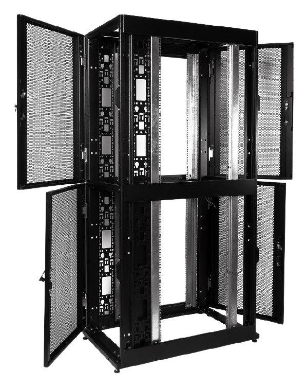 Шкаф серверный ПРОФ напольный колокейшн 46U (600 × 1200) 2 секции, дверь перф. 2 шт, черный, в сборе  арт. ШТК-СП-К-2-46.6.12-44АА-Ч  купить у официального дистрибьютора в Санкт-Петербурге и Москве с доставкой.
