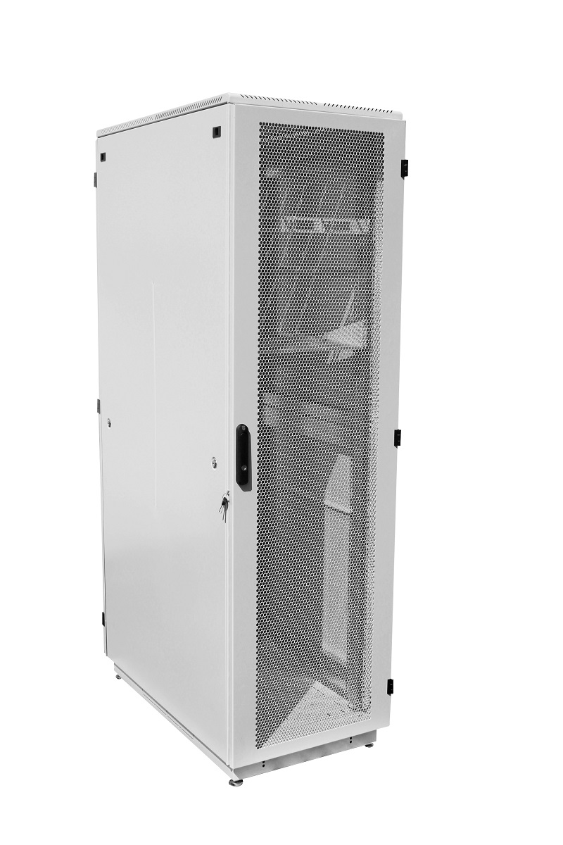 Шкаф серверный напольный 42U (600 × 1000) дверь перфорированная, задние двойные перфорированные  арт. ШТК-М-42.6.10-48АА  купить у официального дистрибьютора в Санкт-Петербурге и Москве с доставкой.