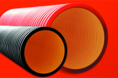 Двустенная труба ПНД жесткая для кабельной канализации д.200мм, SN8, 750Н, 5,70м, цвет красный DKC арт. DKC 160920-8K57  купить у официального дилера в Санкт-Петербурге и Москве с доставкой.