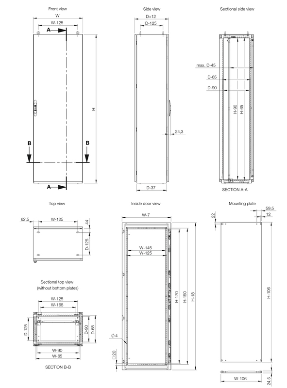 Компактный однодверный шкаф из нержавеющей стали AISI 316L , IP66, 1600x600x400 мм  арт. EKSS16064-316  купить у официального дистрибьютора в Санкт-Петербурге и Москве с доставкой.