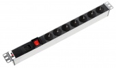 Блок розеток Rem-16 с выкл., 7 Schuko, вход IEC 60320 C20, 16 A, алюм., 19" арт. R-16-7S-V-440-Z  купить у официального дистрибьютора в Санкт-Петербурге и Москве с доставкой.