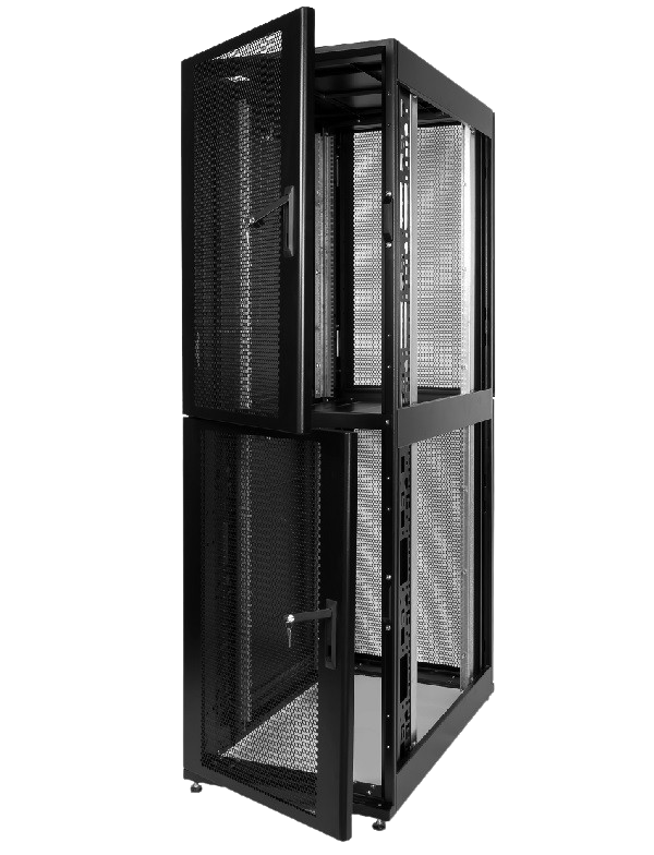 Шкаф серверный ПРОФ напольный колокейшн 40U (600 × 1200) 2 секции, дверь перф. 2 шт, черный, в сборе  арт. ШТК-СП-К-2-40.6.12-44АА-Ч  купить у официального дистрибьютора в Санкт-Петербурге и Москве с доставкой.
