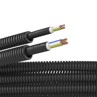 Электротруба ПНД гибкая гофр. д.16мм, цвет черный, с кабелем ВВГнг(А)-LS 3х1,5мм² РЭК "ГОСТ+", 50м (уп.=50 м) DKC арт. DKC 7L71650  купить у официального дилера в Санкт-Петербурге и Москве с доставкой.